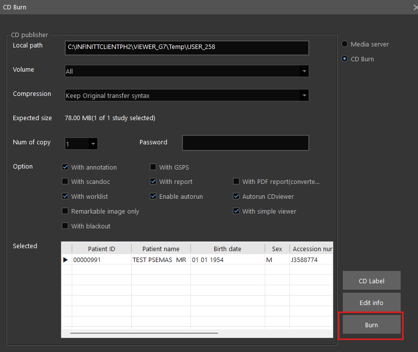How to burn a CD from G7 PACS – Zendesk